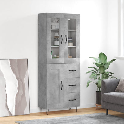 Skříň Highboard Betonově Šedá 69,5X34X180 Cm Kompozitní Dřevo
