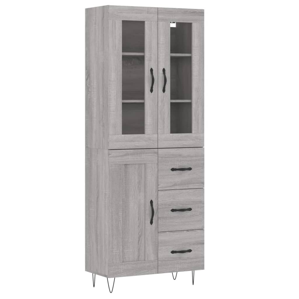 Skříň Highboard Šedá Sonoma 69,5 X 34 X 180 Cm Kompozitní Dřevo