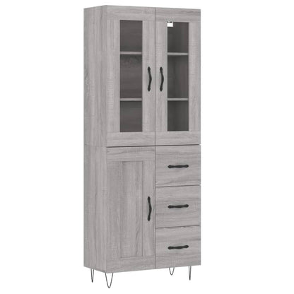 Skříň Highboard Šedá Sonoma 69,5 X 34 X 180 Cm Kompozitní Dřevo