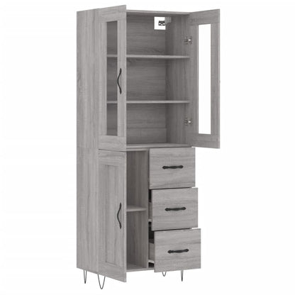 Skříň Highboard Šedá Sonoma 69,5 X 34 X 180 Cm Kompozitní Dřevo