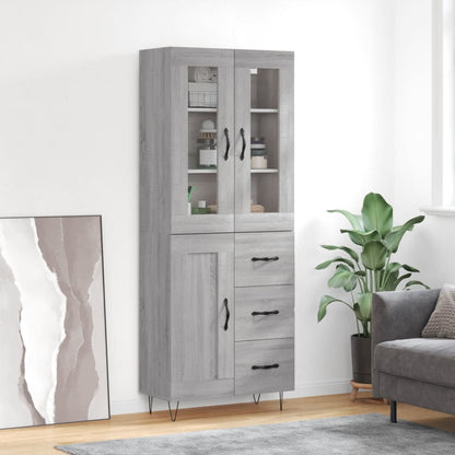 Skříň Highboard Šedá Sonoma 69,5 X 34 X 180 Cm Kompozitní Dřevo