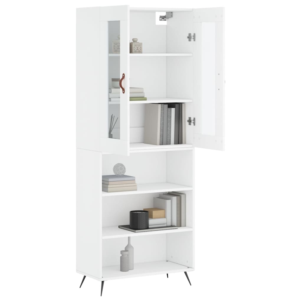 Skříň Highboard Bílá 69,5 X 34 X 180 Cm Kompozitní Dřevo