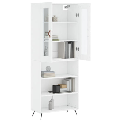 Skříň Highboard Bílá 69,5 X 34 X 180 Cm Kompozitní Dřevo