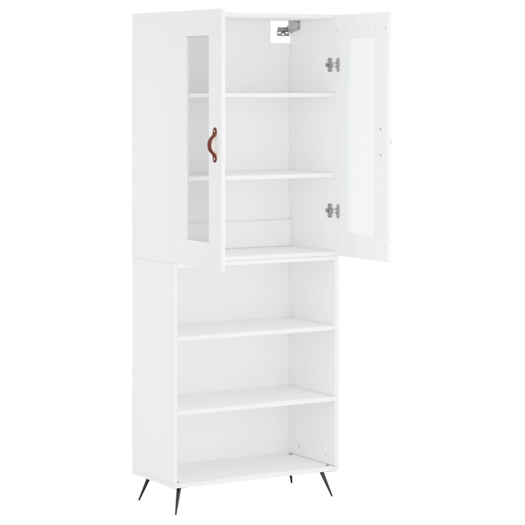 Skříň Highboard Bílá 69,5 X 34 X 180 Cm Kompozitní Dřevo
