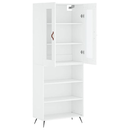 Skříň Highboard Bílá 69,5 X 34 X 180 Cm Kompozitní Dřevo