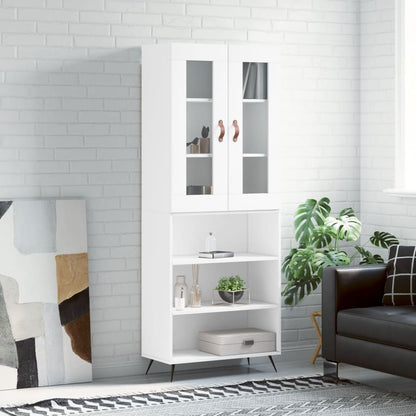 Skříň Highboard Bílá 69,5 X 34 X 180 Cm Kompozitní Dřevo