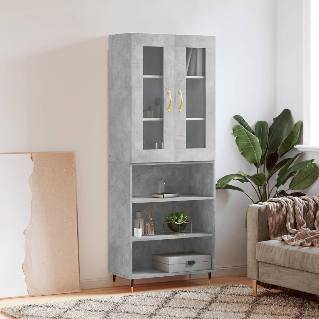 Skříň Highboard Šedá Sonoma 69,5 X 34 X 180 Cm Kompozitní Dřevo