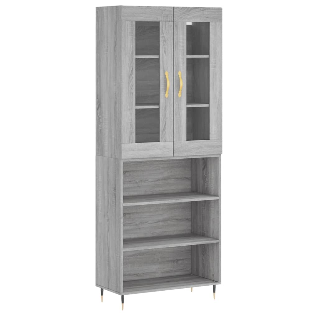 Skříň Highboard Šedá Sonoma 69,5 X 34 X 180 Cm Kompozitní Dřevo
