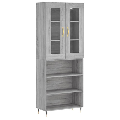 Skříň Highboard Šedá Sonoma 69,5 X 34 X 180 Cm Kompozitní Dřevo