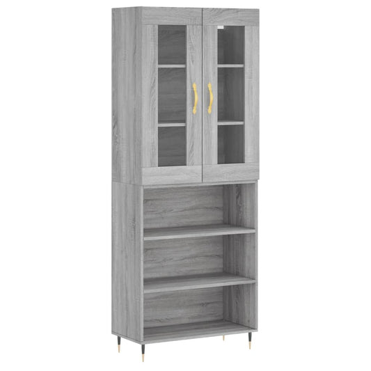 Skříň Highboard Šedá Sonoma 69,5 X 34 X 180 Cm Kompozitní Dřevo