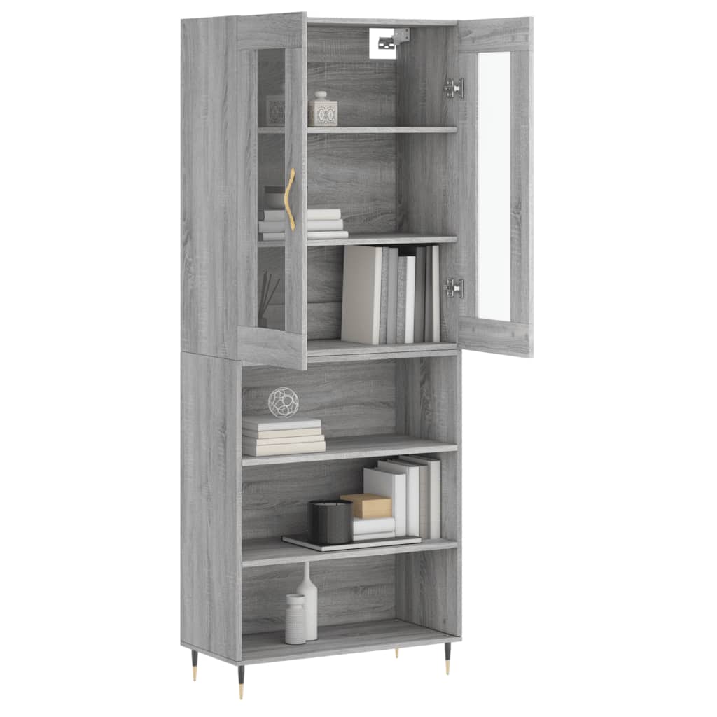Skříň Highboard Šedá Sonoma 69,5 X 34 X 180 Cm Kompozitní Dřevo