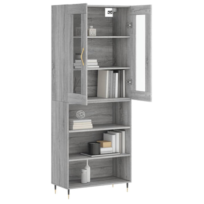 Skříň Highboard Šedá Sonoma 69,5 X 34 X 180 Cm Kompozitní Dřevo