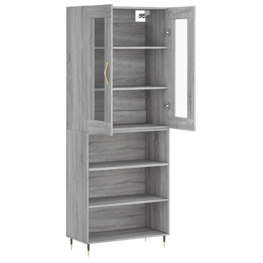 Skříň Highboard Šedá Sonoma 69,5 X 34 X 180 Cm Kompozitní Dřevo