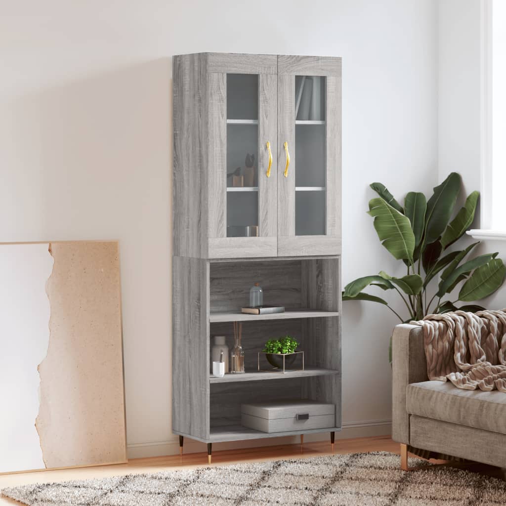 Skříň Highboard Šedá Sonoma 69,5 X 34 X 180 Cm Kompozitní Dřevo
