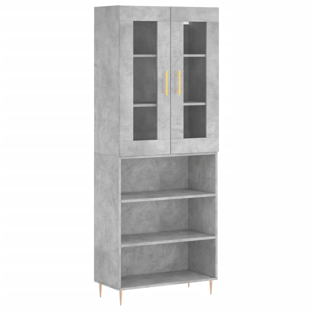 Skříň Highboard Betonově Šedá 69,5X34X180 Cm Kompozitní Dřevo
