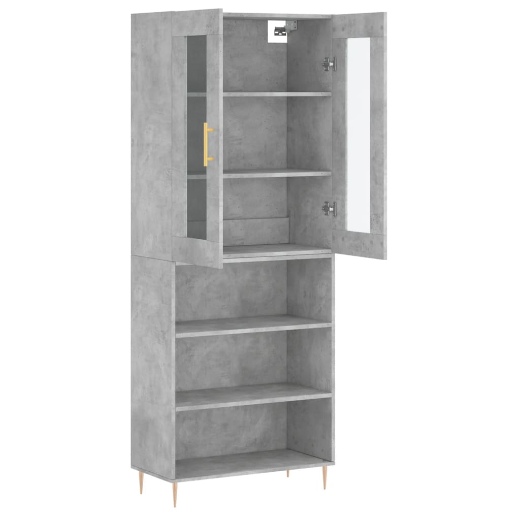 Skříň Highboard Betonově Šedá 69,5X34X180 Cm Kompozitní Dřevo