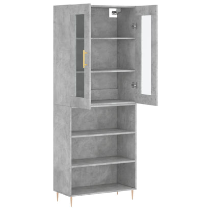 Skříň Highboard Betonově Šedá 69,5X34X180 Cm Kompozitní Dřevo