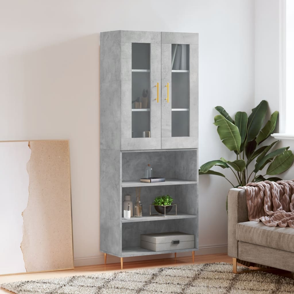 Skříň Highboard Betonově Šedá 69,5X34X180 Cm Kompozitní Dřevo