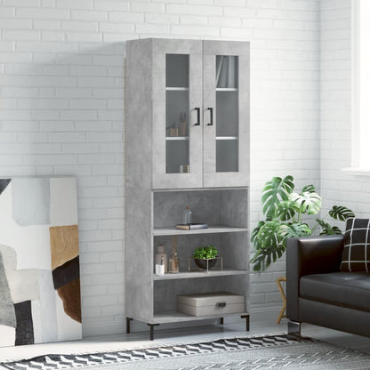 Skříň Highboard Šedá Sonoma 69,5 X 34 X 180 Cm Kompozitní Dřevo