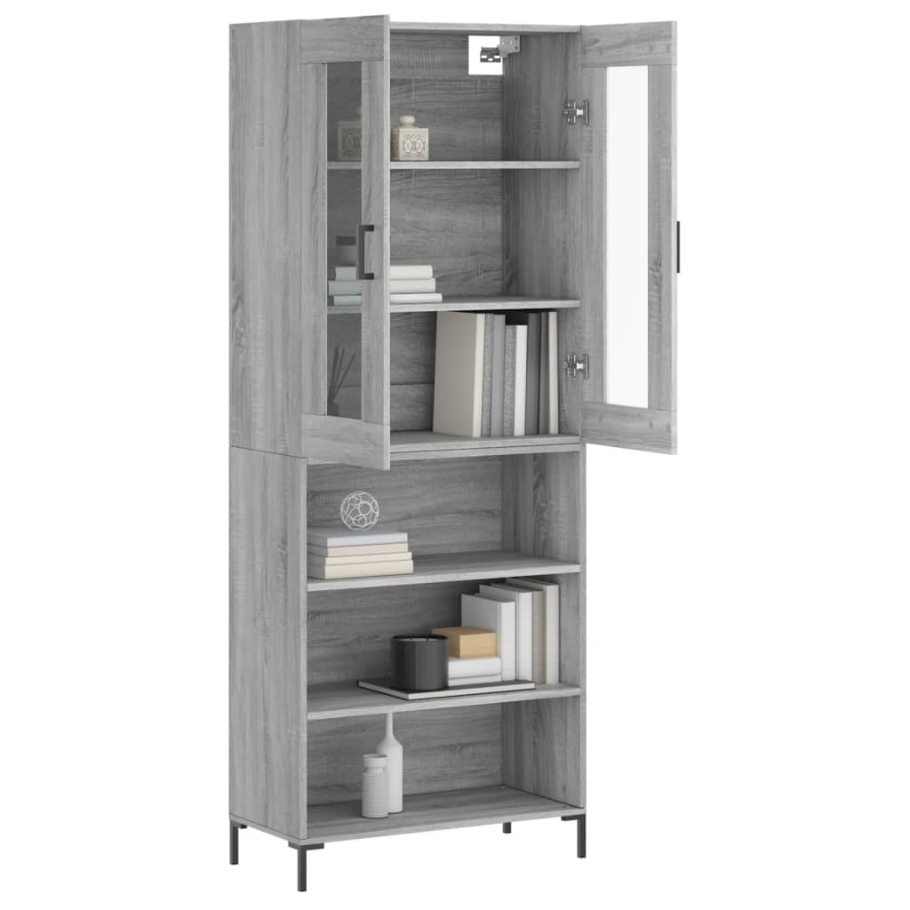 Skříň Highboard Šedá Sonoma 69,5 X 34 X 180 Cm Kompozitní Dřevo
