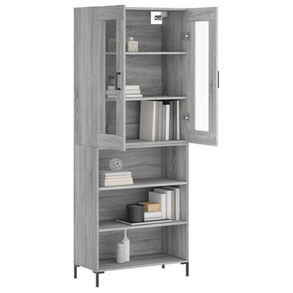 Skříň Highboard Šedá Sonoma 69,5 X 34 X 180 Cm Kompozitní Dřevo