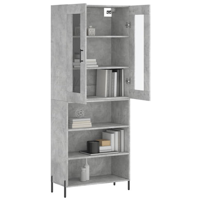 Skříň Highboard Betonově Šedá 69,5X34X180 Cm Kompozitní Dřevo