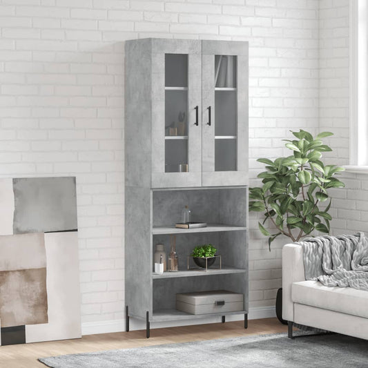 Skříň Highboard Betonově Šedá 69,5X34X180 Cm Kompozitní Dřevo