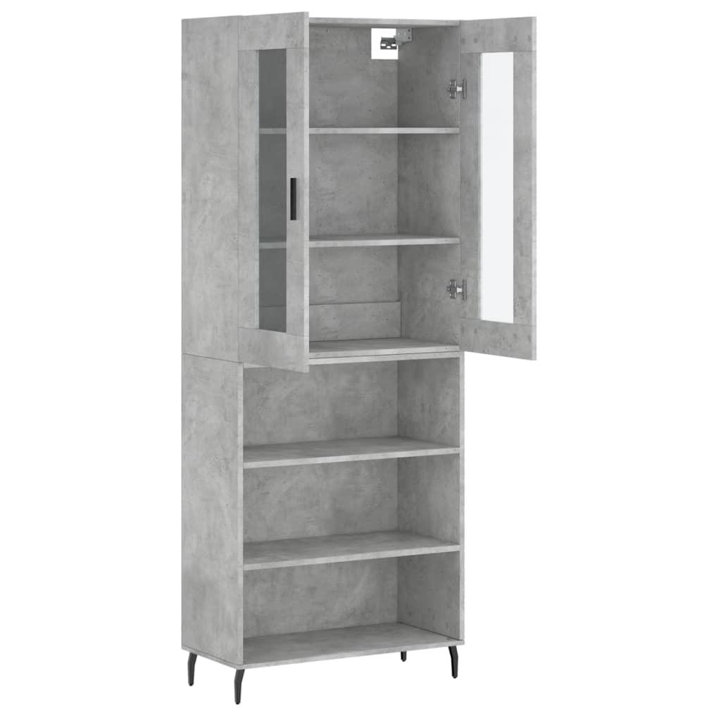 Skříň Highboard Betonově Šedá 69,5X34X180 Cm Kompozitní Dřevo