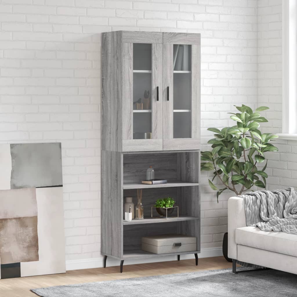 Skříň Highboard Betonově Šedá 69,5X34X180 Cm Kompozitní Dřevo