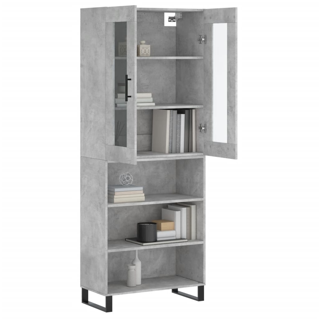 Skříň Highboard Betonově Šedá 69,5X34X180 Cm Kompozitní Dřevo