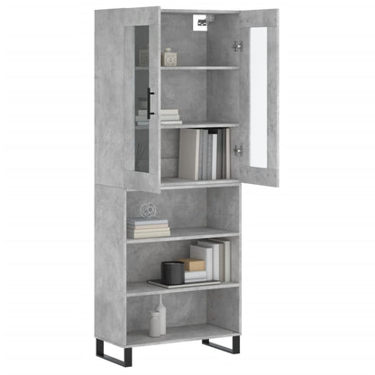 Skříň Highboard Betonově Šedá 69,5X34X180 Cm Kompozitní Dřevo