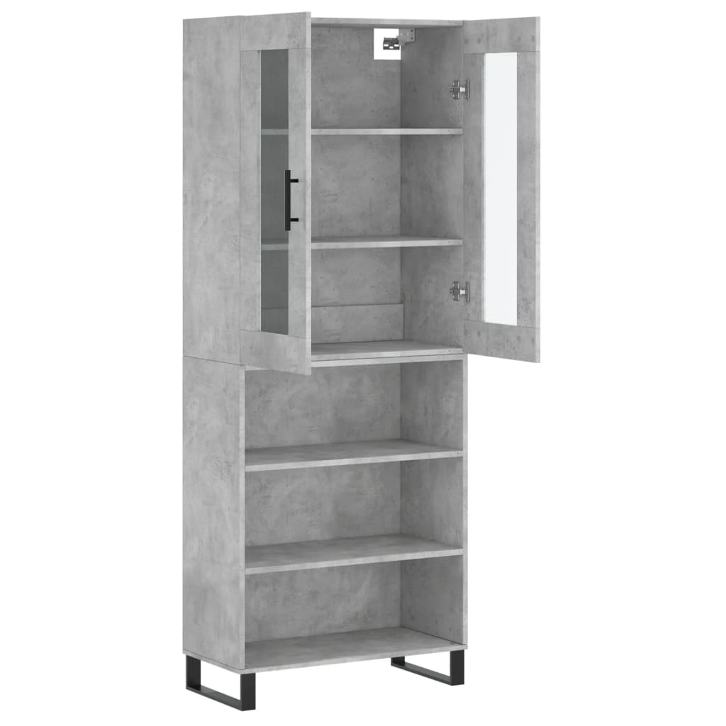 Skříň Highboard Betonově Šedá 69,5X34X180 Cm Kompozitní Dřevo