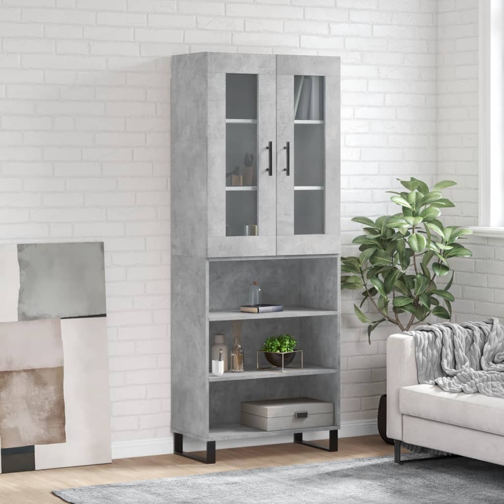 Skříň Highboard Betonově Šedá 69,5X34X180 Cm Kompozitní Dřevo