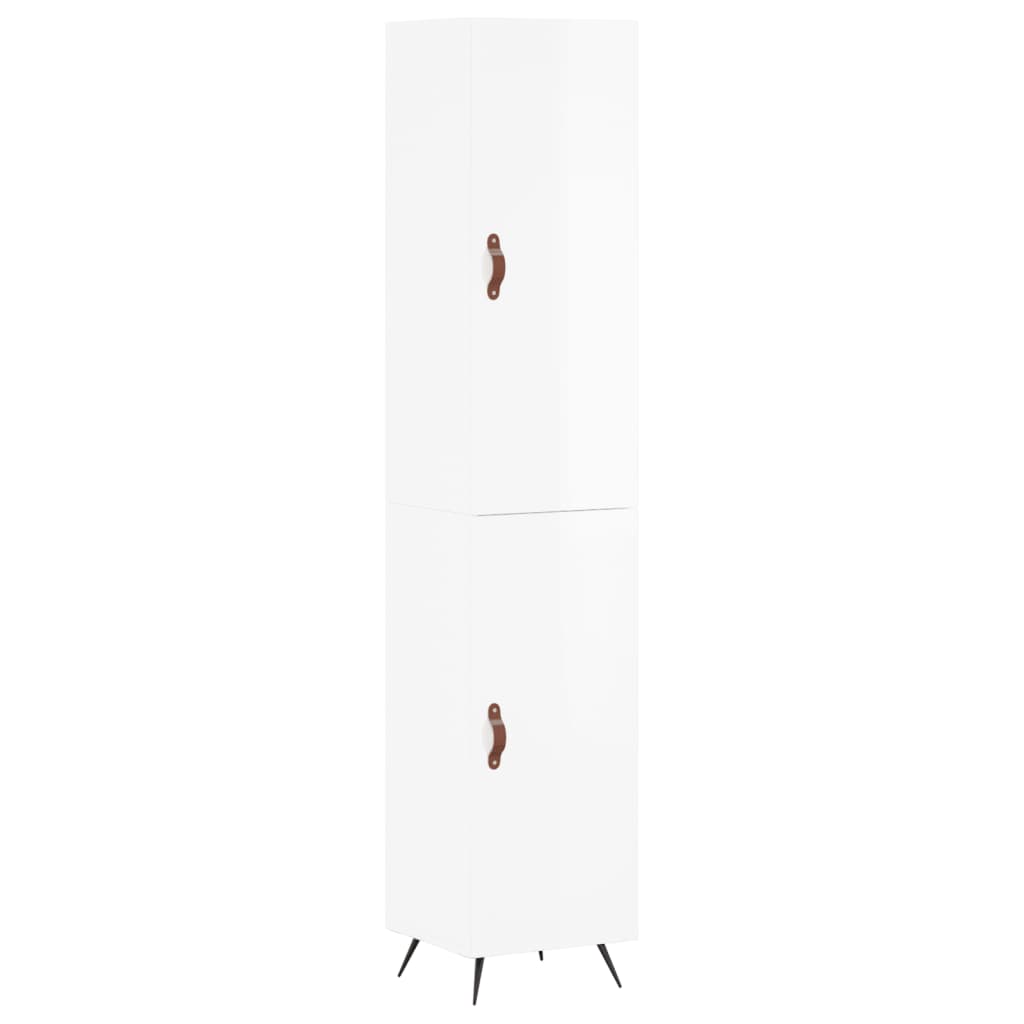 Skříň Highboard Bílá S Vysokým Leskem 34,5X34X180 Cm Kompozit