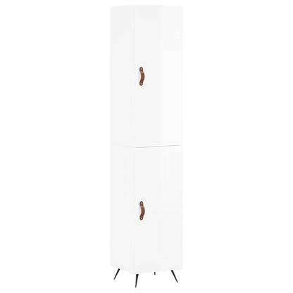 Skříň Highboard Bílá S Vysokým Leskem 34,5X34X180 Cm Kompozit