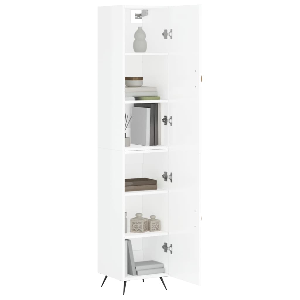 Skříň Highboard Bílá S Vysokým Leskem 34,5X34X180 Cm Kompozit