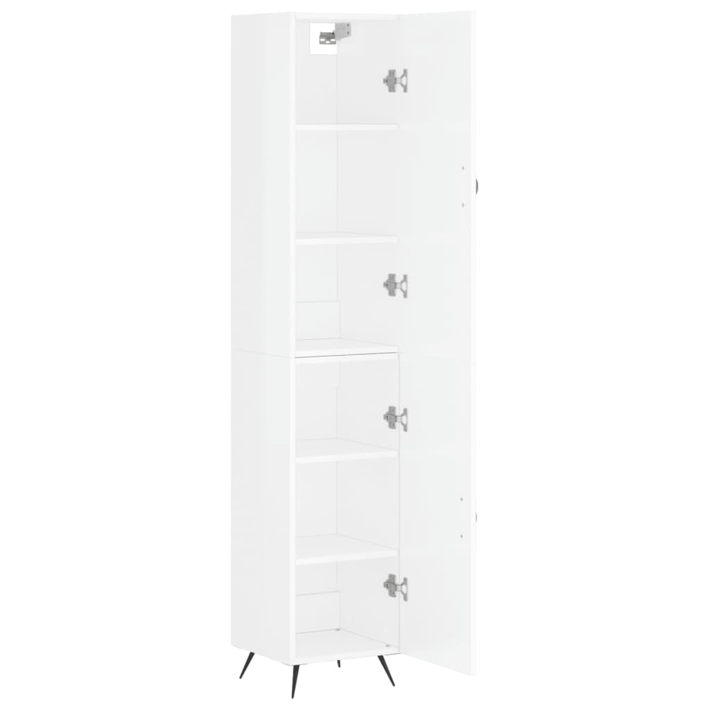 Skříň Highboard Bílá S Vysokým Leskem 34,5X34X180 Cm Kompozit