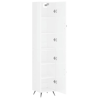 Skříň Highboard Bílá S Vysokým Leskem 34,5X34X180 Cm Kompozit