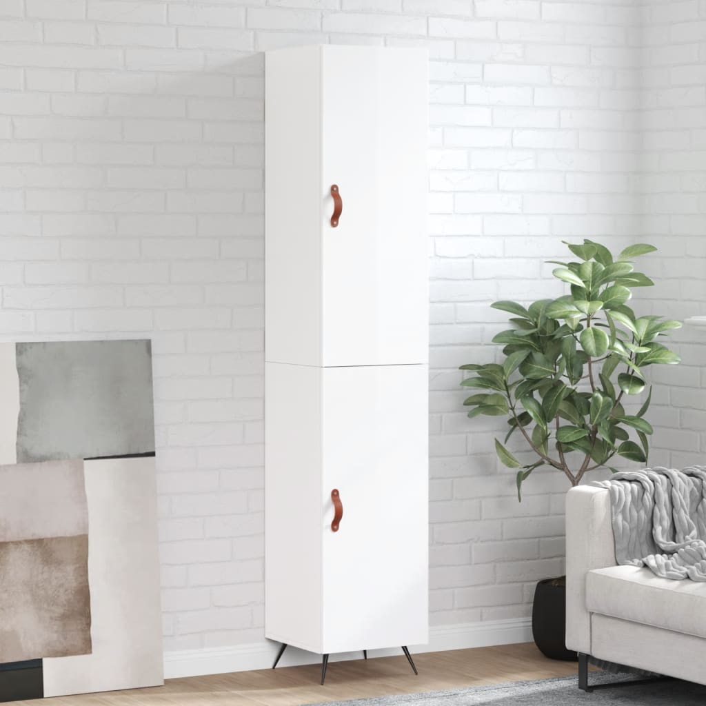 Skříň Highboard Bílá S Vysokým Leskem 34,5X34X180 Cm Kompozit