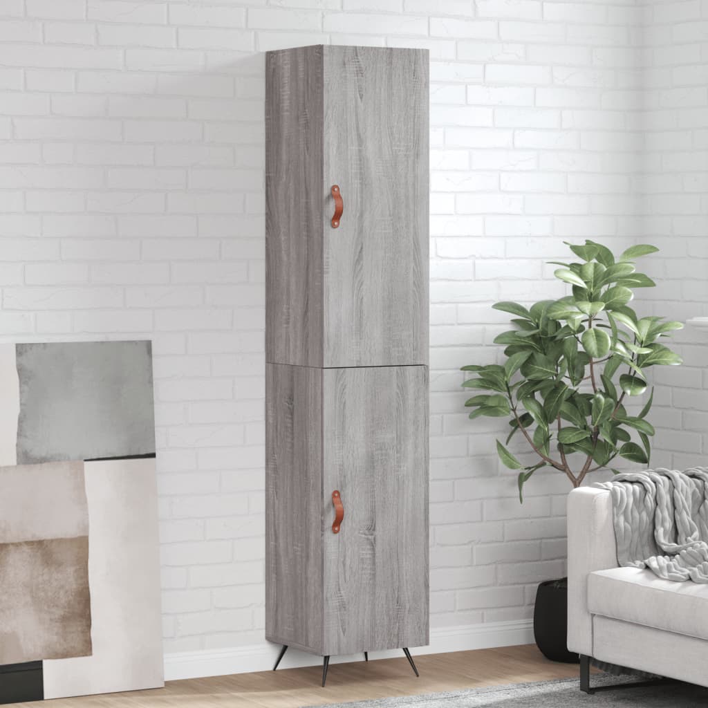 Skříň Highboard Šedá Sonoma 34,5 X 34 X 180 Cm Kompozitní Dřevo
