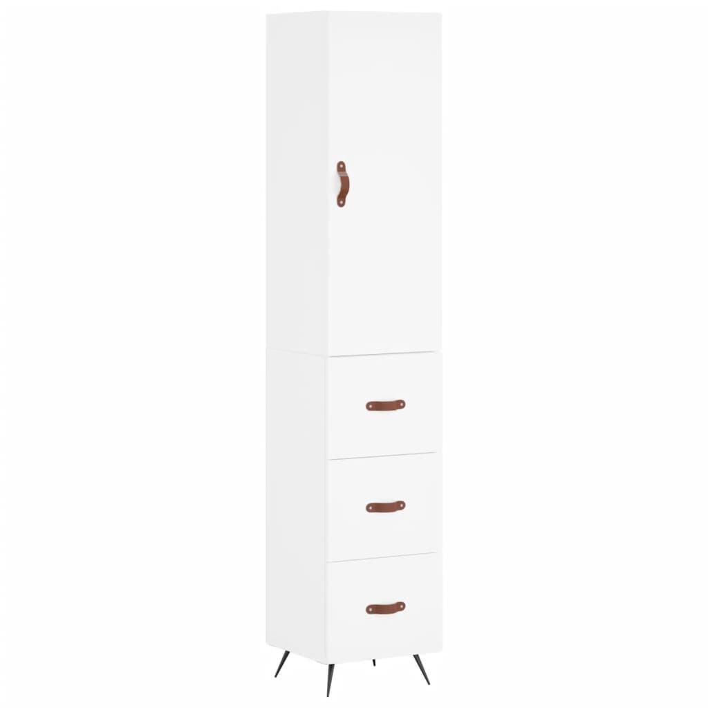Skříň Highboard Bílá 34,5 X 34 X 180 Cm Kompozitní Dřevo