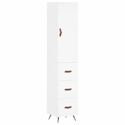 Skříň Highboard Bílá 34,5 X 34 X 180 Cm Kompozitní Dřevo