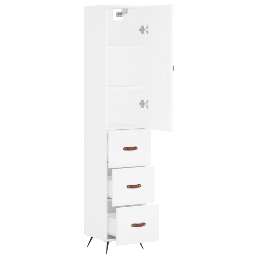 Skříň Highboard Bílá 34,5 X 34 X 180 Cm Kompozitní Dřevo