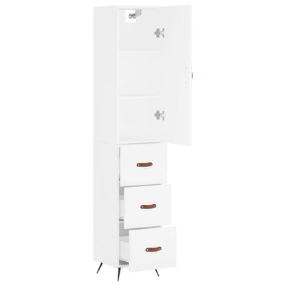 Skříň Highboard Bílá 34,5 X 34 X 180 Cm Kompozitní Dřevo