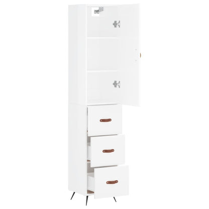 Skříň Highboard Bílá S Vysokým Leskem 34,5X34X180 Cm Kompozit