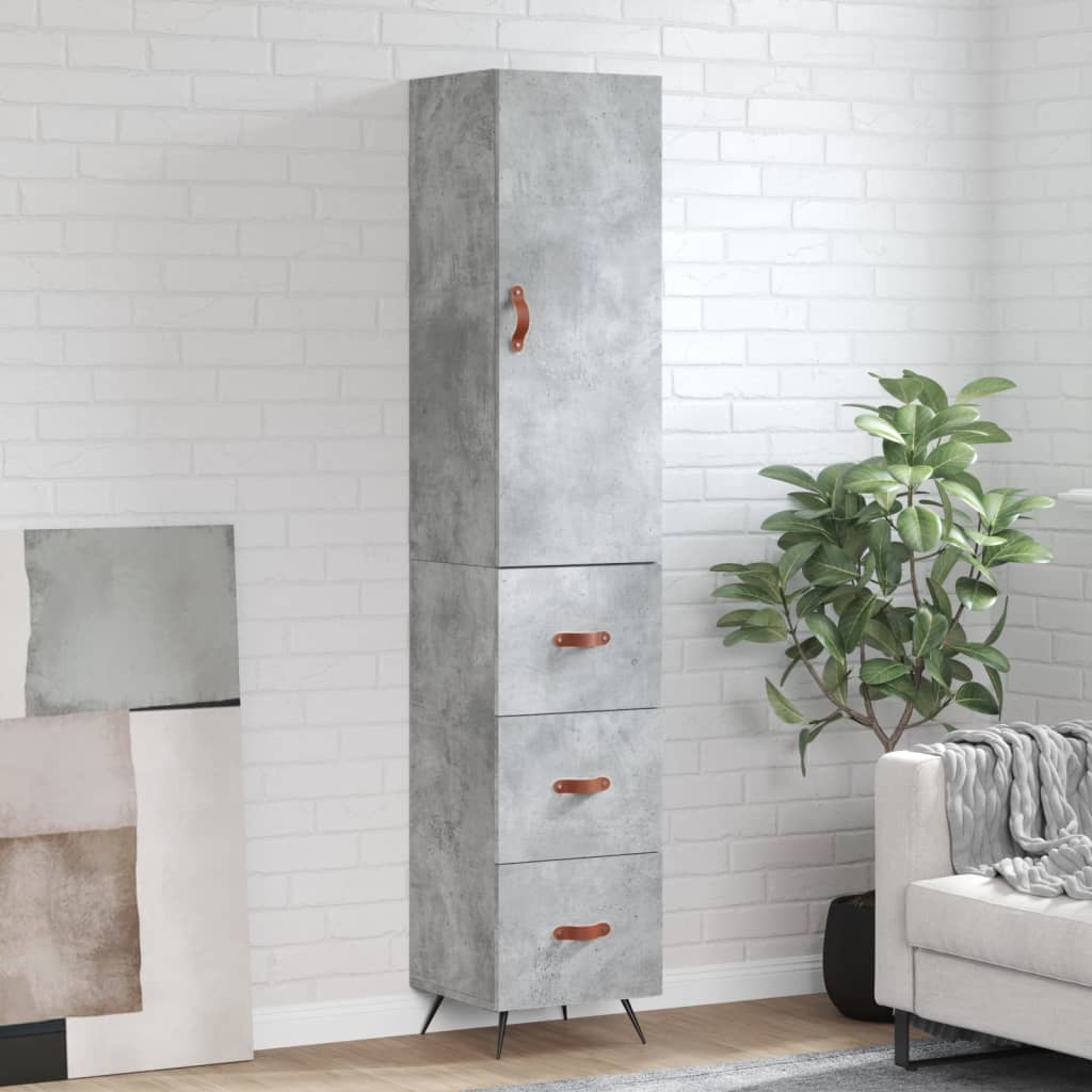 Skříň Highboard Betonově Šedá 34,5X34X180 Cm Kompozitní Dřevo
