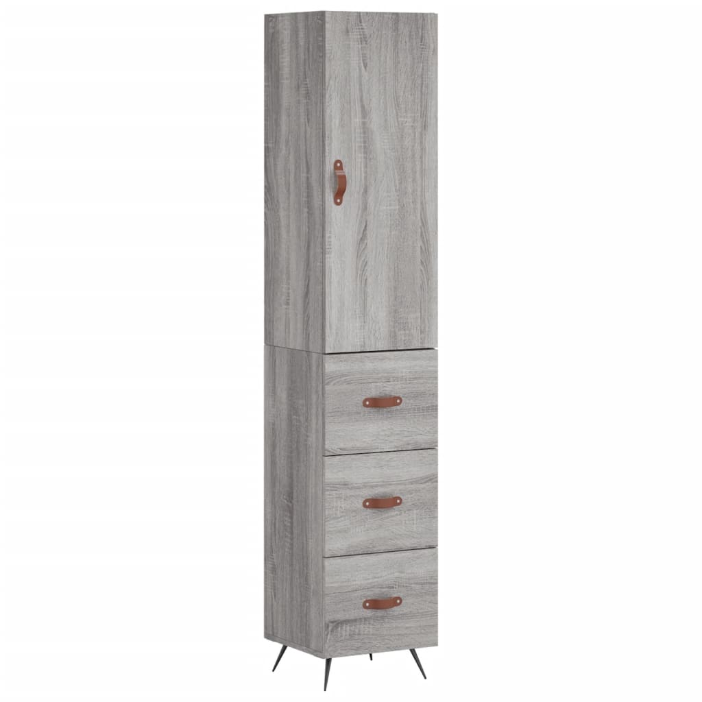 Skříň Highboard Šedá Sonoma 34,5 X 34 X 180 Cm Kompozitní Dřevo
