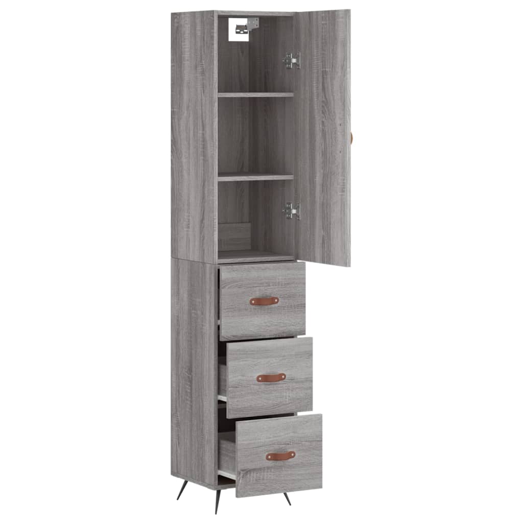 Skříň Highboard Šedá Sonoma 34,5 X 34 X 180 Cm Kompozitní Dřevo