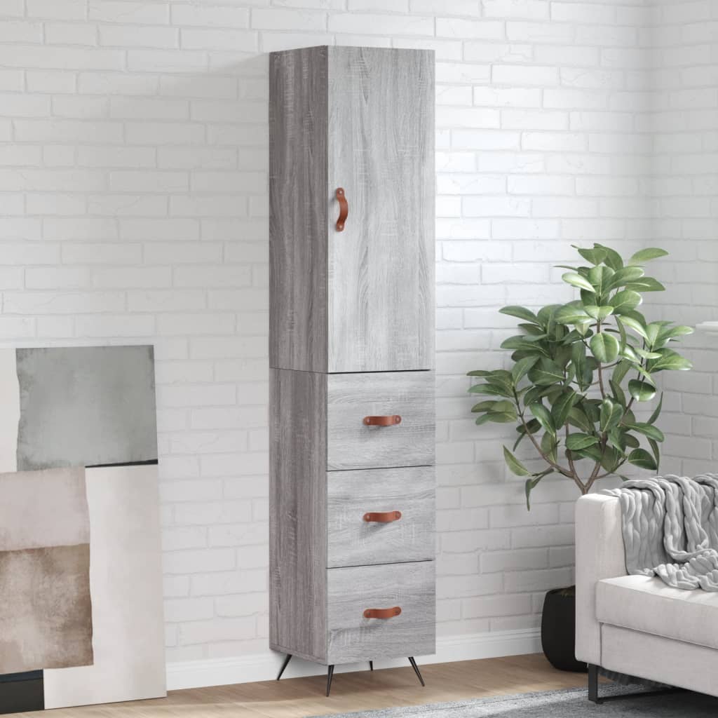 Skříň Highboard Šedá Sonoma 34,5 X 34 X 180 Cm Kompozitní Dřevo
