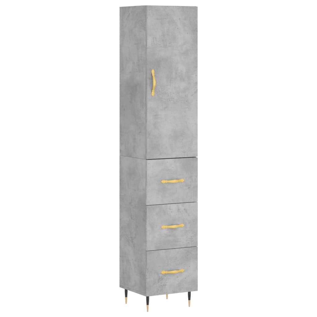 Skříň Highboard Betonově Šedá 34,5X34X180 Cm Kompozitní Dřevo
